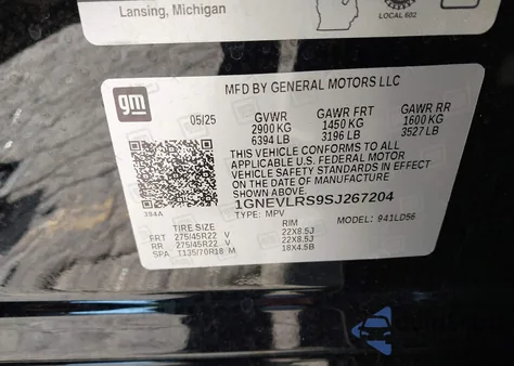 2025 Chevrolet Traverse Awd Rs from USA, damaged, VIN 1GNEVLRS9SJ267204